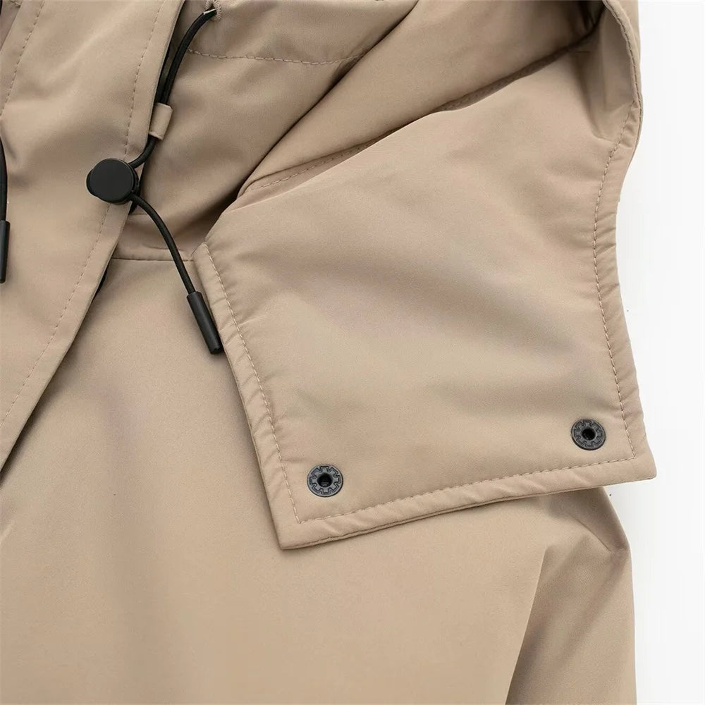 Autumn New Product Women's Stand up Collar Hoodie Long Sleeve Zipper Decoration workwear Style Short Jacket Coat