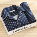 Men's Thin Cotton Pajamas Long Sve Long Pants Two-Piece Set Casual