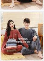 2025 Men's Thick Flannel Pajama Sets Couple Casual