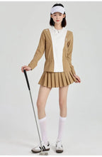 Women's Golf Jacket: Windproof & Warm, Color-Blocked, Fashionable, High-Quality Sports Set with Skirt