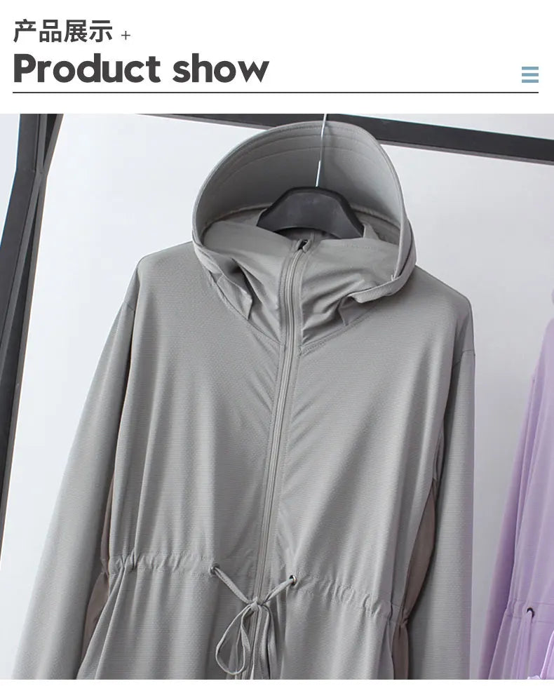 UV Protection Thin Breathable Sun-Proof  Cycling Coat Ice Silk Sunscreen Hoodies Long Sleeve Summer Ice Silk Sunscreen Clothing