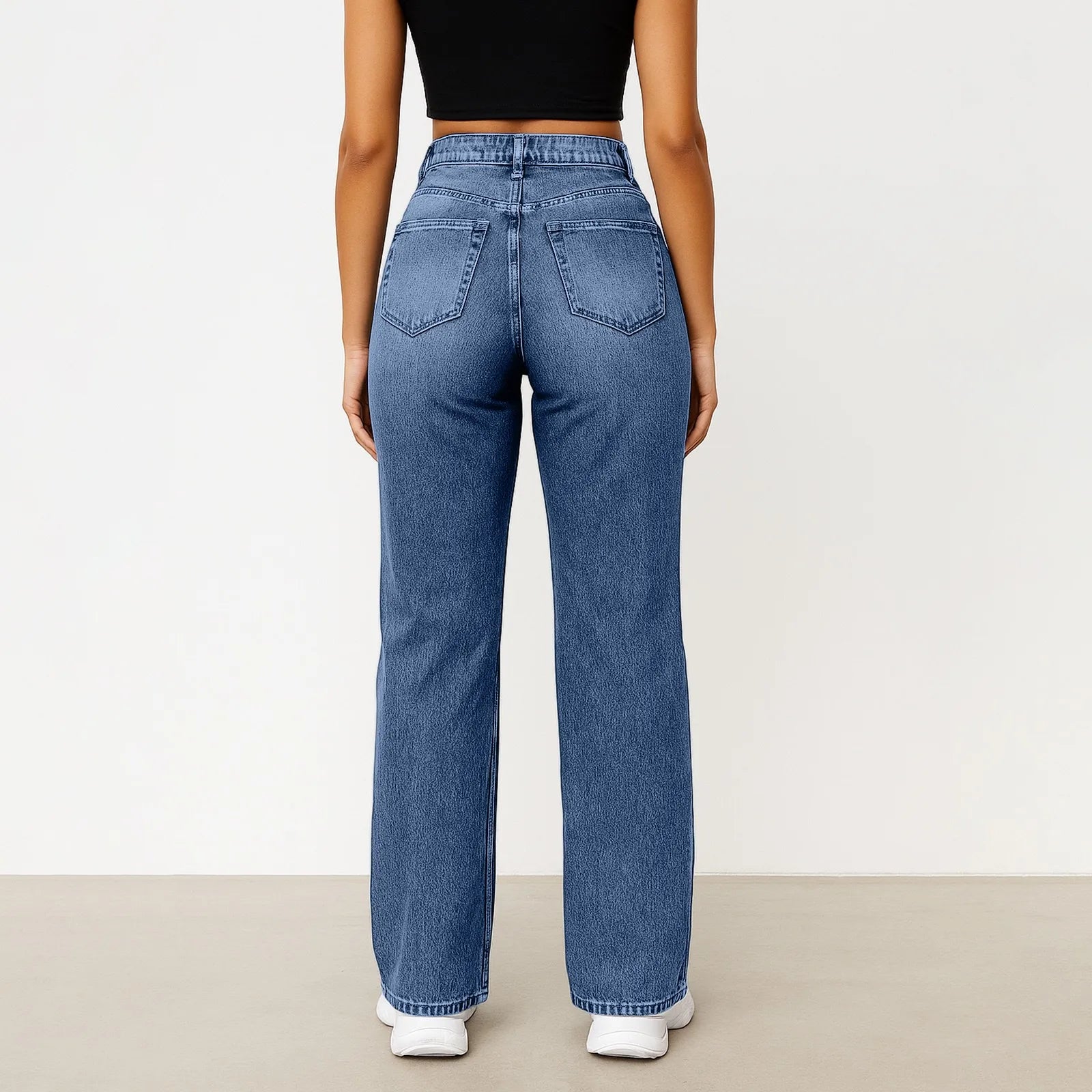 Wide-Leg Jeans Women Light Blue High-Waisted