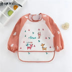 Baby Boys Girls Burp Cloth Banana Bibs for1-3Year Long Sleeve Scarf Waterproof Toddler Art Smock Feeding Bib Apron Pocket Infant