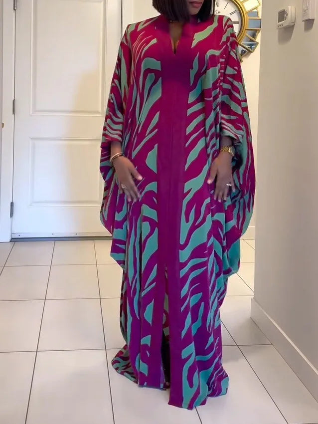 Ramadan Muslim fashion new vacation beach cape cardigan 3D digital printing casual Middle East Dubai robe women's clothing