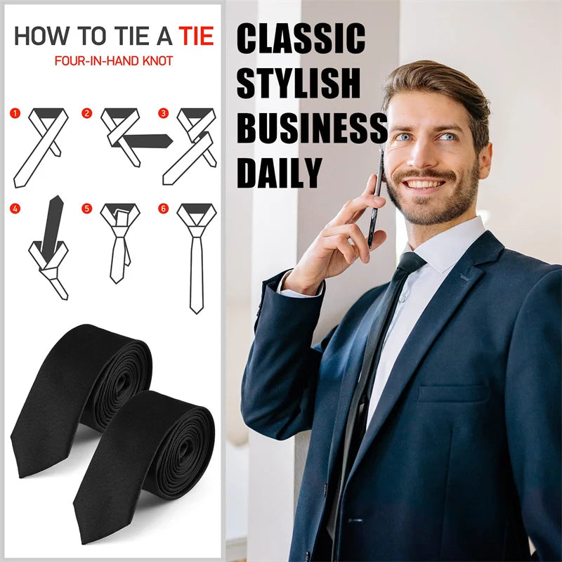 Tie For Men Formal Skinny Size Neckties Classic Men's Solid Colorful Wedding Ties Pre-tied Groom Gentleman Gift Party