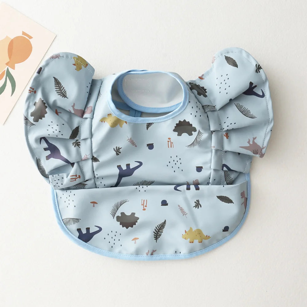 Baby Bibs INS Nordic Style Angel Feed Pocket Burp Girl Boy Infant Meals Bib Waterproof Easy Clean Cute Elephant Bibs Soft PU