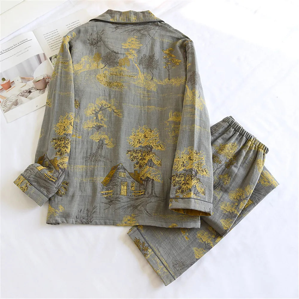 Men's Pajamas Can Be Worn Outside Spring Autumn Thin Cotton Long-sleeved Shirt Trousers Homewear Men Pyjama Set