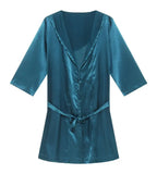 Sexy Sleepwear Men Robes Bathrobes Soft Silky Short Sleeve Nightgown Mens Homewear Dressing Gown Male Pajamas (No shorts)