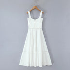 2025 summer new product women's clothing fashionable, fresh, sweet and elegant waist-hugging lace-up design suspender dress