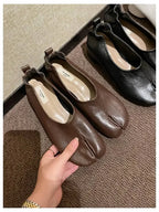 2025 Women Slip on Casual Loafers Chunky Heel Shoe Soft Moccasins Footwear New Fashion Split Toe Shoes Zapatos De Mujer