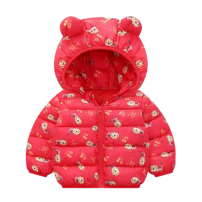 Baby Girls Hooded Down Jackets For Kids Coats Autumn Boys Cartoon Warm Jacket Coat Jacket Toddler Girl Zipper Jacket Outerwear