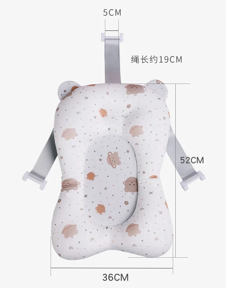 Baby Shower Bath Tub Pad Non-Slip Newborn Bathtub Mat Safety Nursing Foldable Support Comfort Body Cushion Mat Pillow Cartoon