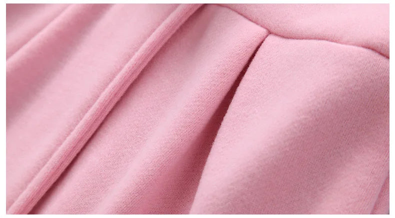 2025Children's coat Autumn Winter New Girl David Jacket Long Solid color Cute Cartoon Rabbit Ears Hooded Coat 0-5Y