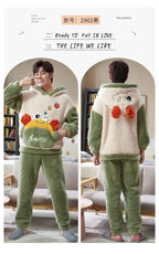Couples Pajamas Women Men Winter Thicken Pyjamas Sleepwear