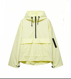 Fall 2025 Women's Casual Spor Loose Fit Stand Collar Long Sve Hooded Jaet Windbreaker Outerwear Polyester Fiber 00%