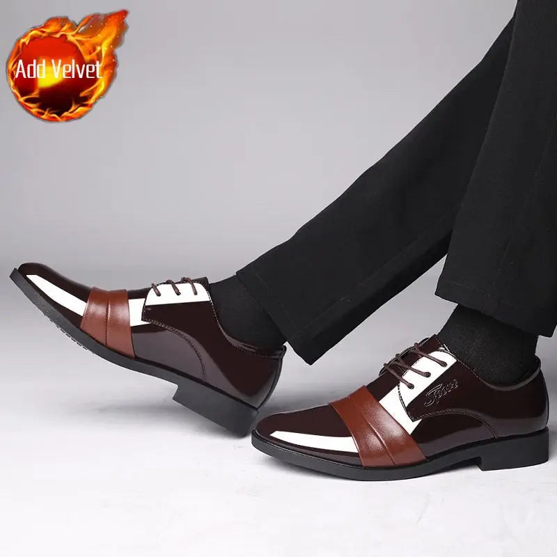 Men Casual Business Patent Leather Dress Shoes