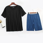 Men Ice Silk Pajamas Solid Shirt & Pants 2Pcs Pijamas Sleep Set Casual Male Home Clothes Summer Pyjamas Sleepwear Nightwear Suit