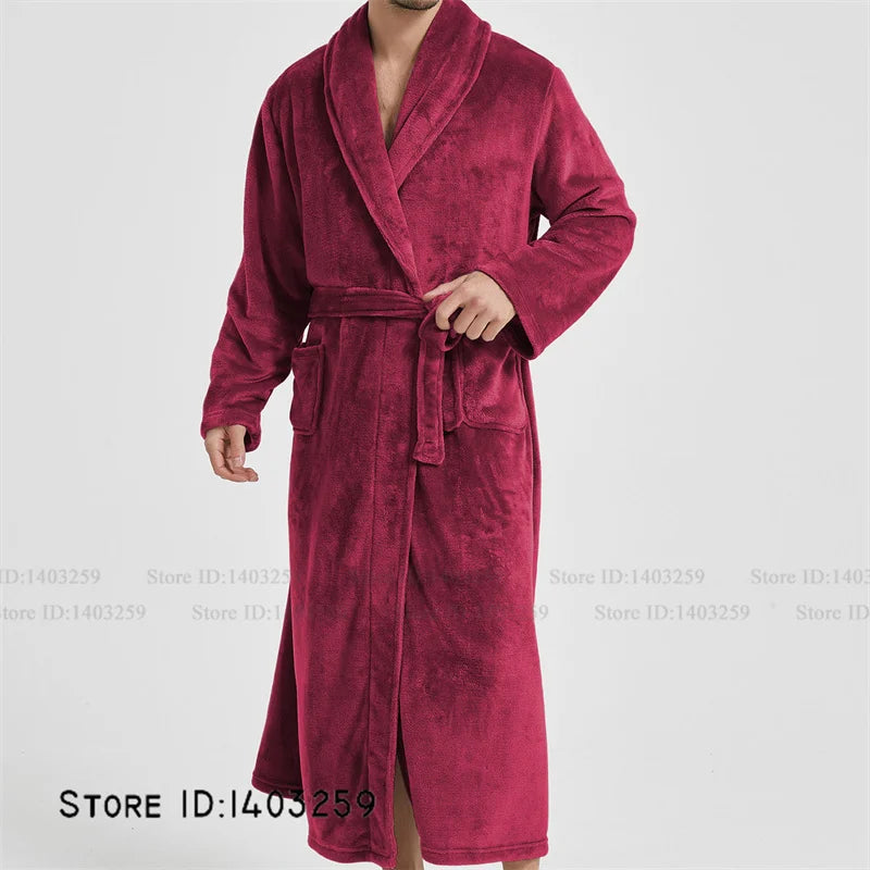 Winter Thicken Flannel Long Robe Couple Sleepwear