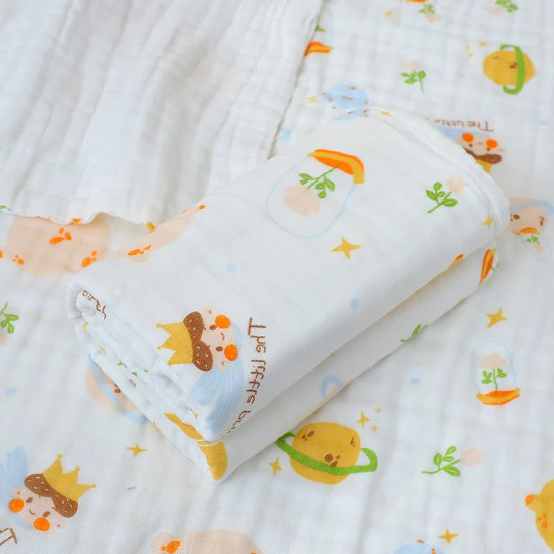 Baby Gauze Bath Towel Pure Cotton Six Layer Absorbent Towel 110cm x110cm Newborn Blanket Children Bath Towel