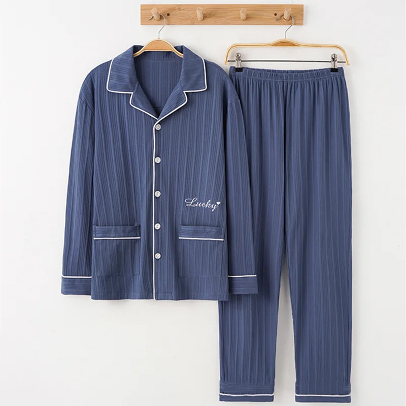 Pajamas for Men, Spring and Autumn Long-Sleeved Cardigans