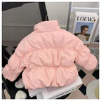 Girls' Short Puffer Coat - Quilted Stand Collar Jacket Korean Style, Winter Warm Outerwear for Kids Baby Girl Winter Clothes