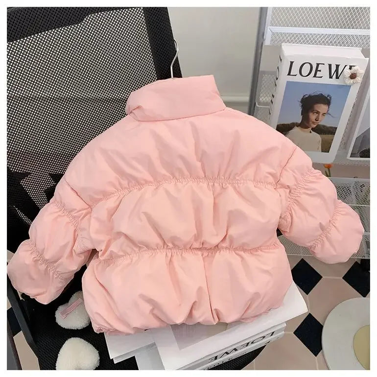 Girls' Short Puffer Coat - Quilted Stand Collar Jacket Korean Style, Winter Warm Outerwear for Kids Baby Girl Winter Clothes