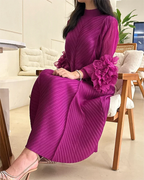 YUDX Hot Sales 2024 Summer New Pleated Formal Dresses for Women Mesh Petal Sleeve Solid Evening Party Long Maxi Dresses