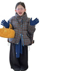 Girls' Autumn Winter Plaid Padded Jacket Warmth Coat Thicken Puffer Jacket Comfortable New Fashion Children Clothes Retro Style
