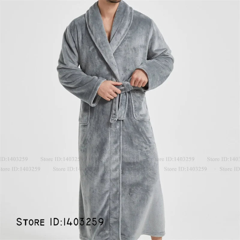 Winter Thicken Flannel Long Robe Couple Sleepwear