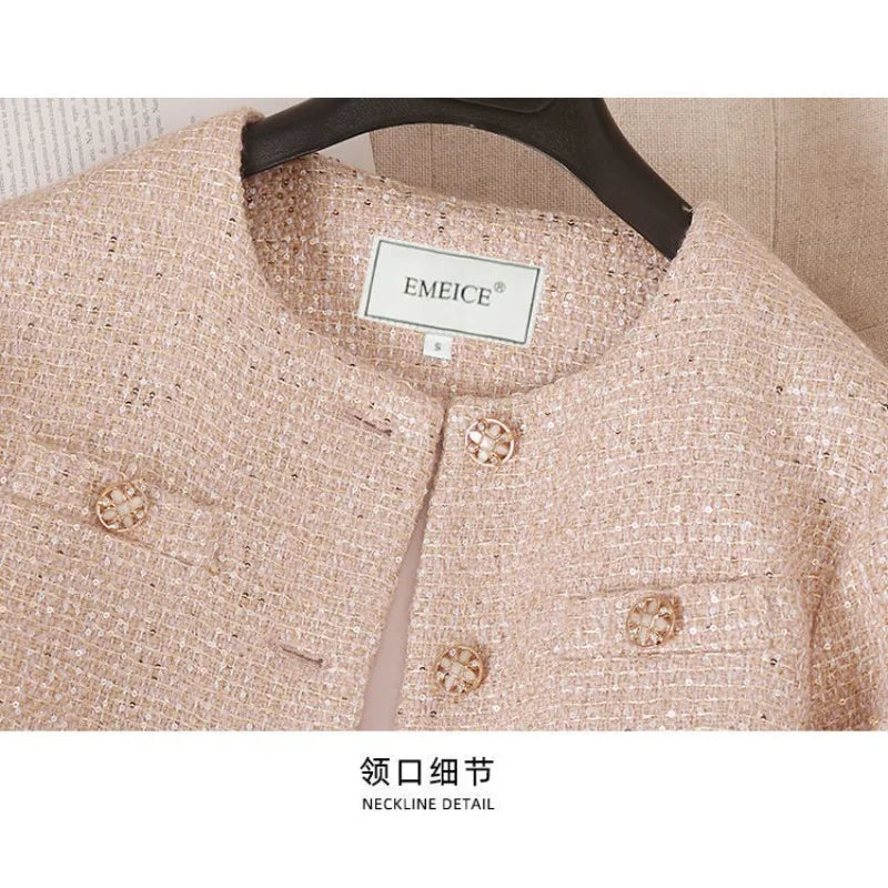 Jacket Women's Autumn 2025 New High-end Temperament Socialite Short Slim-fitting Casual Tweed Top