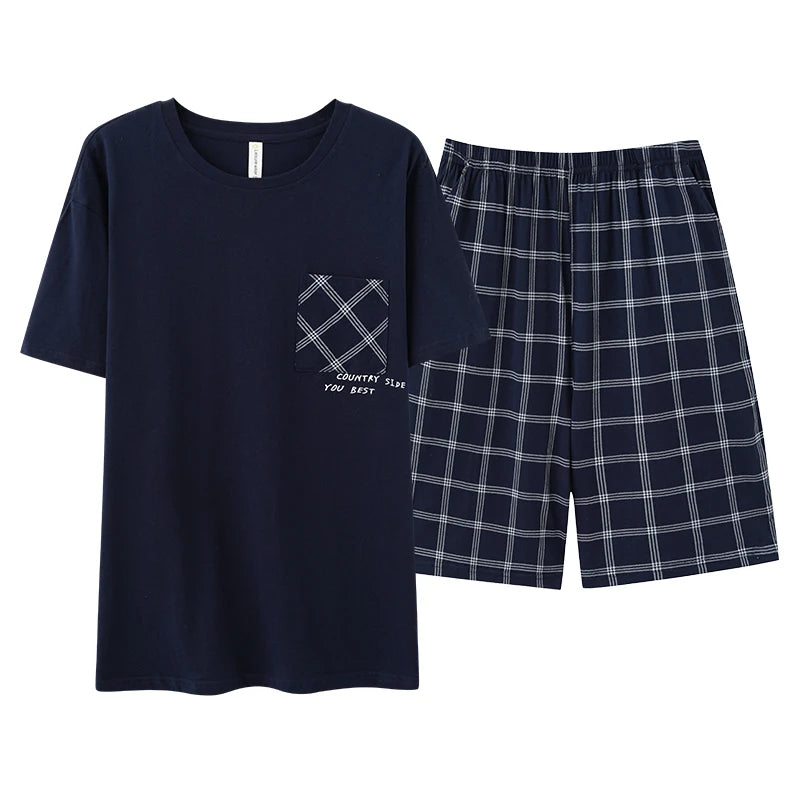 Men Pajamas Short Sleeve Shorts