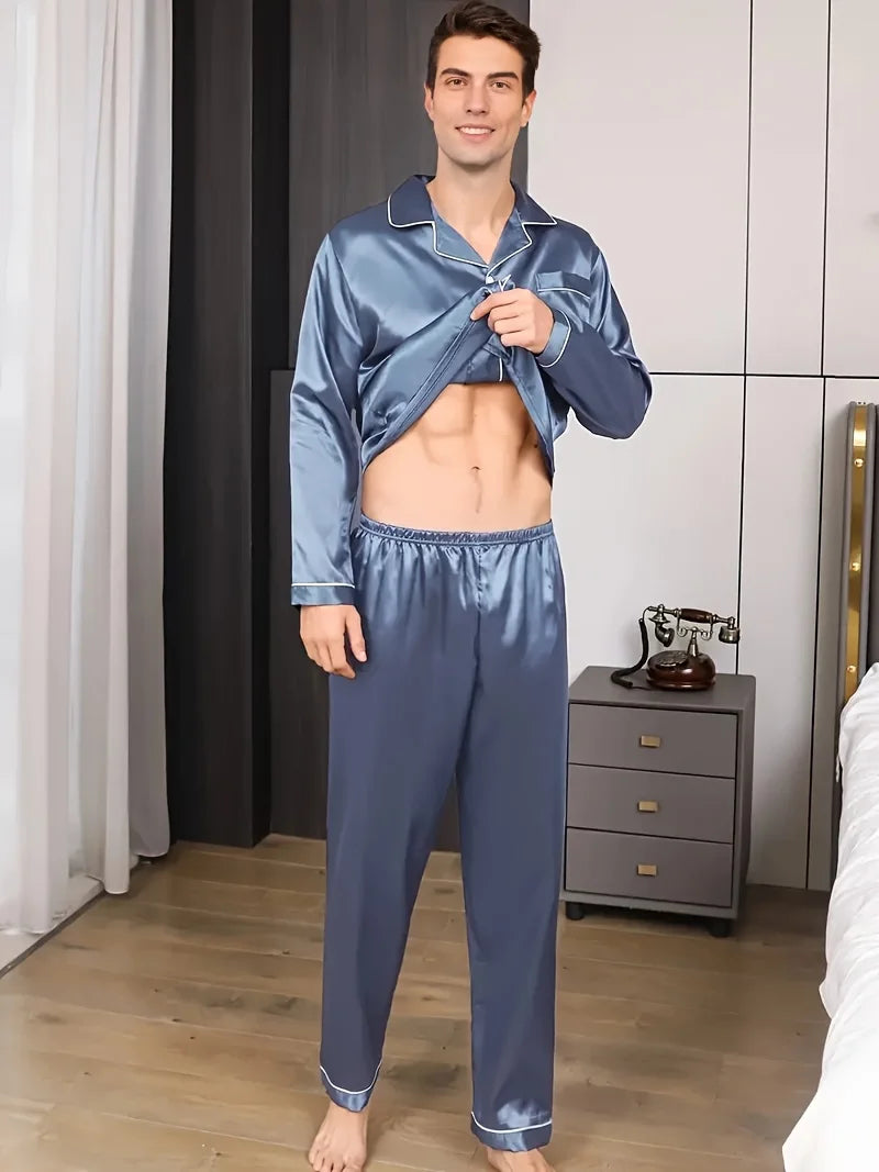 Men Pajamas Set Winter Sleepwear