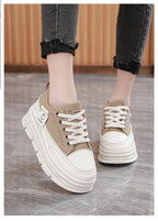 Shoes2025 Women Autumn Trend New Woman Flats Shoes Chunky Lace-up Soft-sole Casual Sneakers Female Vulcanized Shoe Walking Shoe