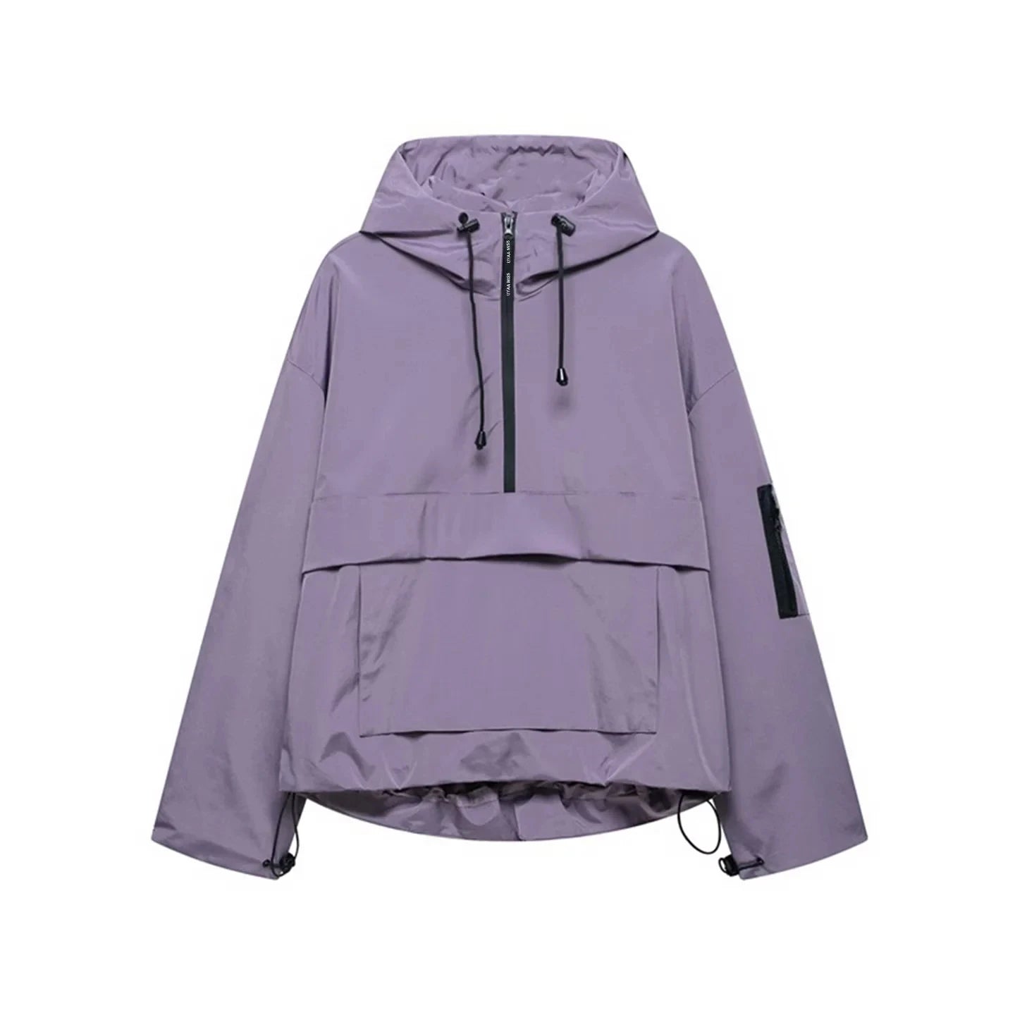 Fall 2025 Women's Casual Spor Loose Fit Stand Collar Long Sve Hooded Jaet Windbreaker Outerwear Polyester Fiber 00%