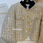 Thickened Coat Heavy Embroidery Sequins Short Coat 2024 New Tweed Top