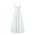 2025 summer new product women's clothing fashionable, fresh, sweet and elegant waist-hugging lace-up design suspender dress