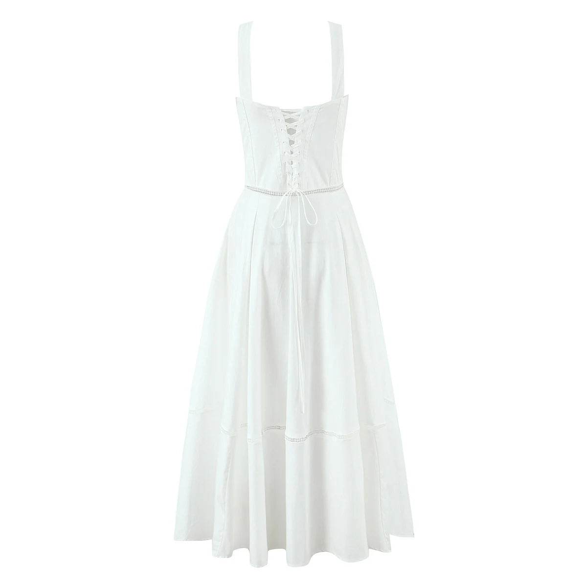 2025 summer new product women's clothing fashionable, fresh, sweet and elegant waist-hugging lace-up design suspender dress