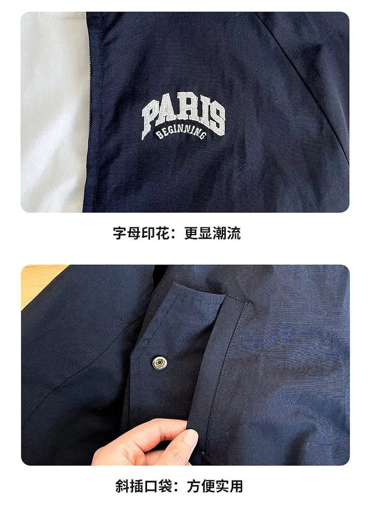 Girl's Fashion Spring Autumn Navy Coat Letter Print Jacket Casual Clothes for Teenagers 4-14Y Windbreaker Girls Children's Top