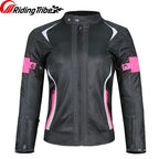 Woman Lady Girl Motorcycle Jacket Summer Breathable Motorbike Armor Coat with 5pcs Protective Pads and Waterproof Liner JK-52