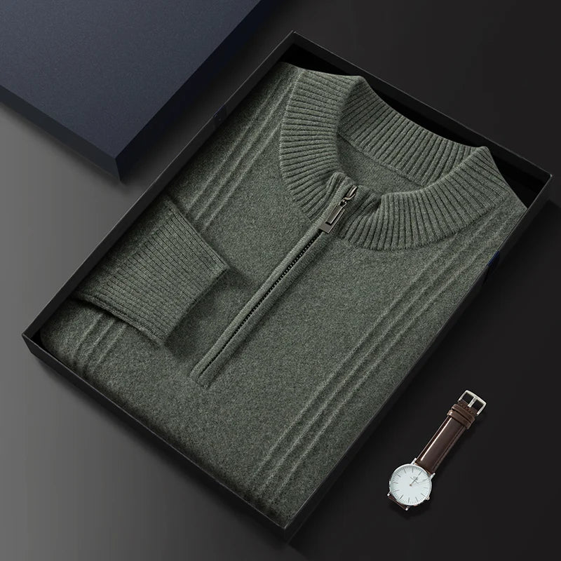 Men's Sweater Pullover Autumn Winter Sweater Warm Clothing 100% Cashmere Business Long Sleeve Classic Quality Mock Neck Knit Top