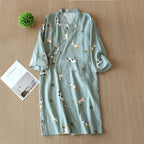 Bathrobe Men Shower Spring and Summer Cotton Nightgown Couple Men Kimono Yukata Pajamas Cardigan Striped Robe Sleepwear Homewear
