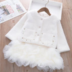 Girls Clothing Sets Winter Kids Girl Sweet Faux Fur Coat and Dress 2pcs Clothes Suit Children Girl Princess Warm Clothes 3 5 8