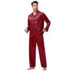 Men Pajamas Set Silk Satin Sleepwear
