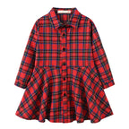 Girl's Shirt,Long Sleeve Girls Checked Dress,Fashion Sweet Teens Blouse,Lapel Letter Print Children's Plaid Tops,Princess Dress
