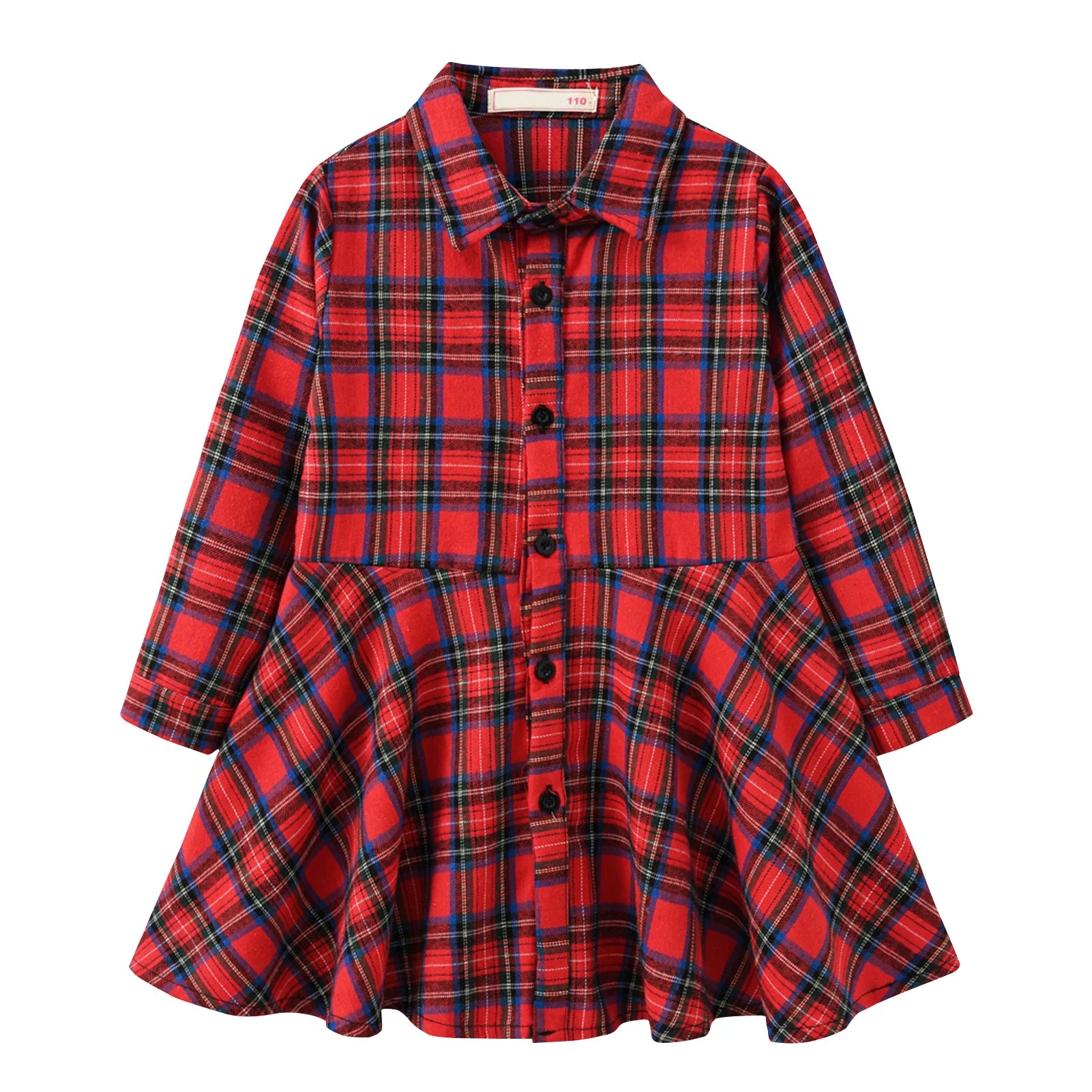 Girl's Shirt,Long Sleeve Girls Checked Dress,Fashion Sweet Teens Blouse,Lapel Letter Print Children's Plaid Tops,Princess Dress