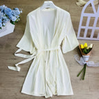 Green Robe Elegant Hem Lace Trim Bathrobe Gown Sleepwear Women Rayon Homewear Intimate Lingerie Bride Wedding Robe Loungewear
