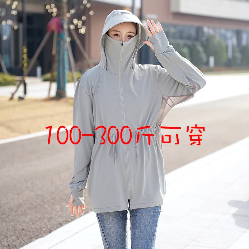 UV Protection Thin Breathable Sun-Proof  Cycling Coat Ice Silk Sunscreen Hoodies Long Sleeve Summer Ice Silk Sunscreen Clothing
