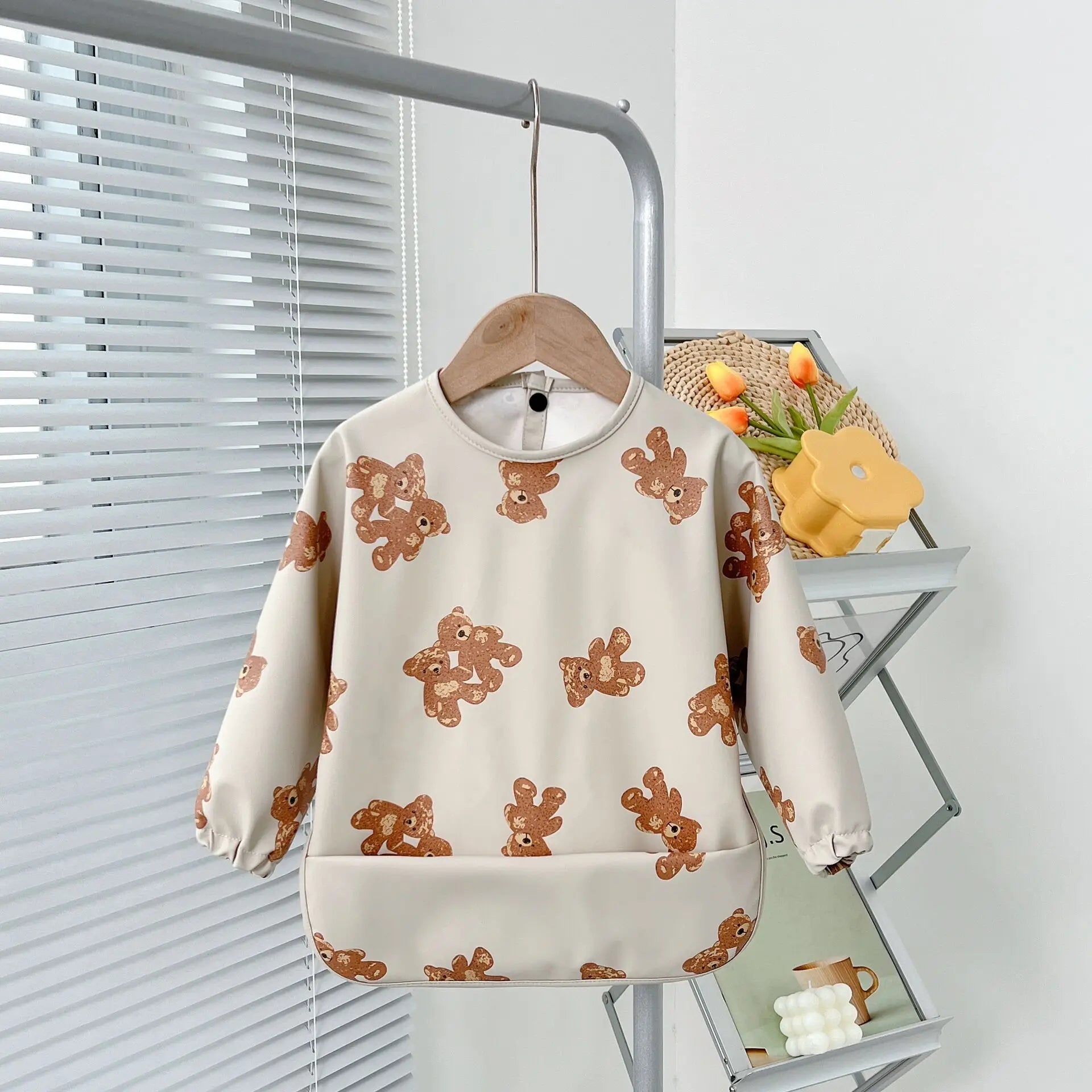 2025New Solid Color Painting Smock Baby's Soft Waterproof Long Sleeve Art Smock Feeding Bib Apron for Kids Accessories