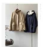 Women's Jacket Khaki Hooded Trench Coat Women's Autumn And Winter New Short Coat Retro Casual Loose Top Outerwear