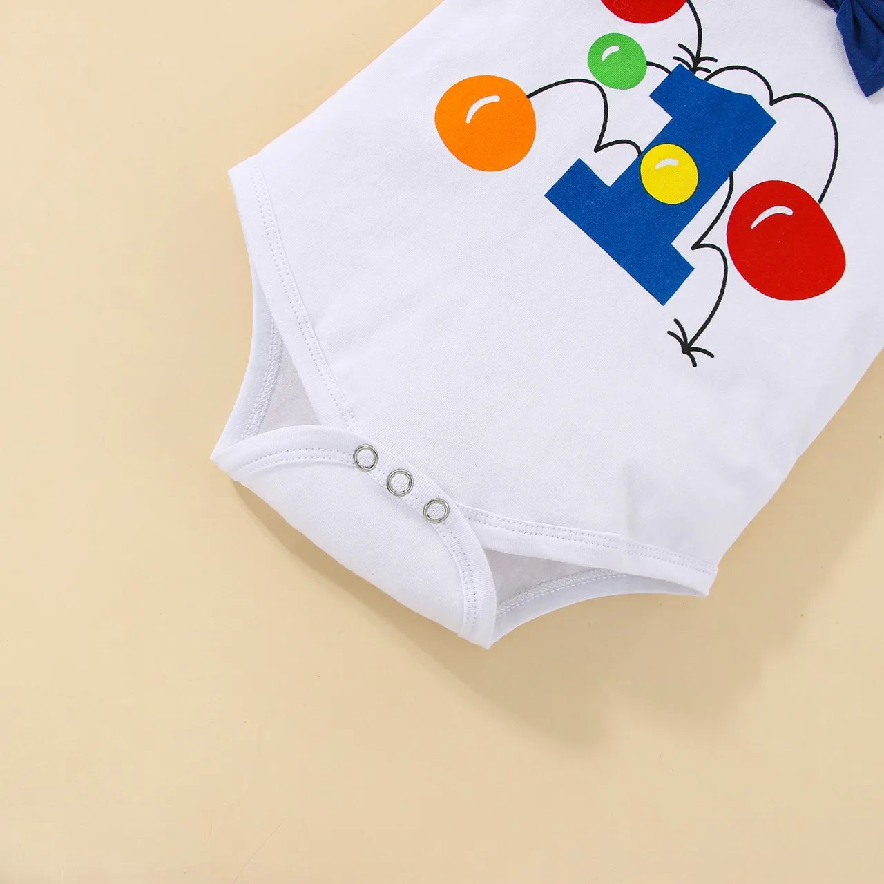 Baby Boys Birthday Outfits Sets Balloon Letter"1" Bodysuit and Y-back Suspender Shorts 1 Year Birthday Baby Cake Smash Clothes